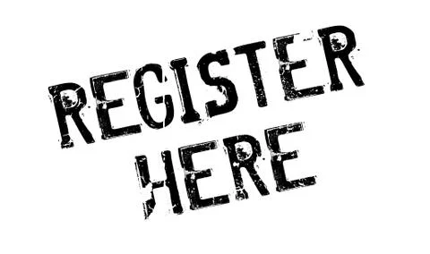 Register Here rubber stamp Stock Illustration