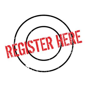 Register Here rubber stamp Stock Illustration
