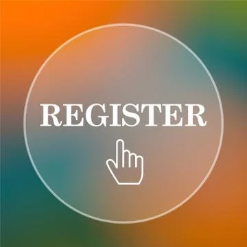 Register icon. Internet button on colored  background.. Stock Illustration