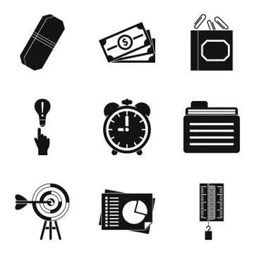 Register icons set, simple style Illustrazione stock