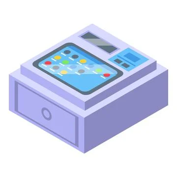 Register machine icon isometric vector. Screen cash Stockillustratie