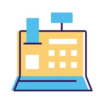 Register machine line and fill style icon Stock Illustration