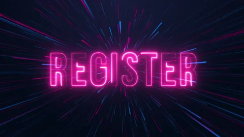 Register - neon text with neon lines animation. Stock Footage 219404934