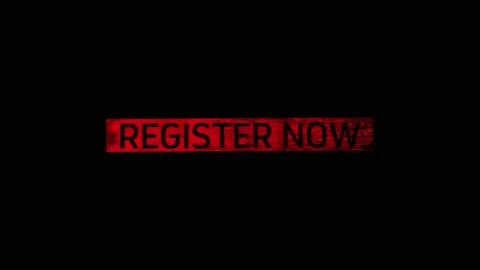 Register Now animated text with red color and grunge effect Stock Footage 224374772