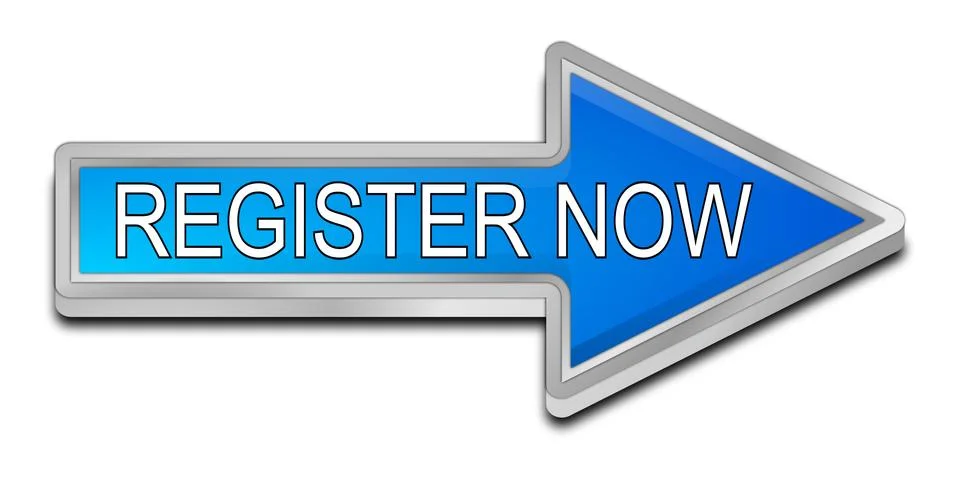 Register now arrow Button - 3D illustration Illustrazione stock