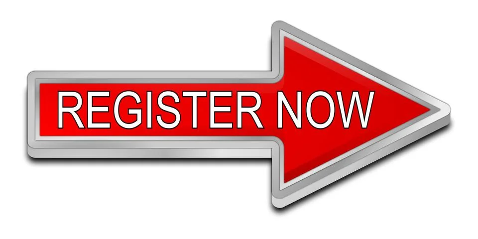 Register now arrow Button - 3D illustration Illustrazione stock