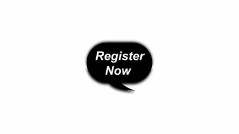 Register now button with a black arrow on a white abstract background. Stock Illustration