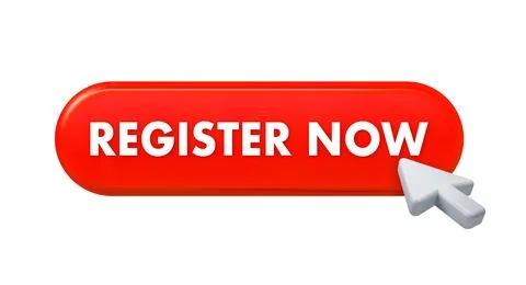 Register now button showing signup cursor clicking Illustrazione stock
