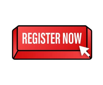 Register now with cursor button. Internet icon. Pointer click icon. Vector stock Stock Illustration