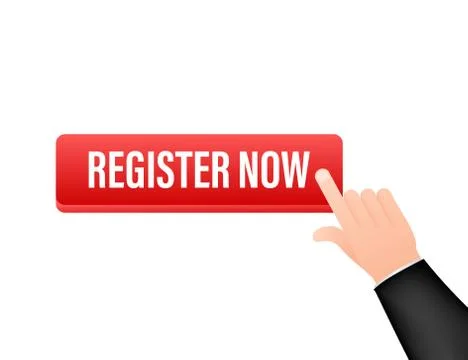 Register now with cursor button. Internet icon. Pointer click icon. Vector stock Stockillustratie