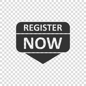 Register now icon in flat style. Registration vector illustration on isolated Stock Illustration