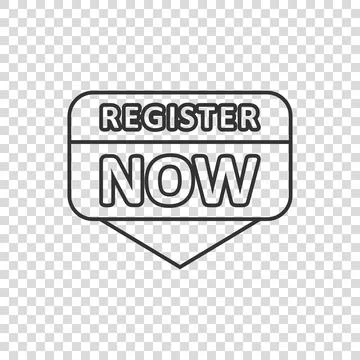 Register now icon in flat style. Registration vector illustration on isolated Stock Illustration