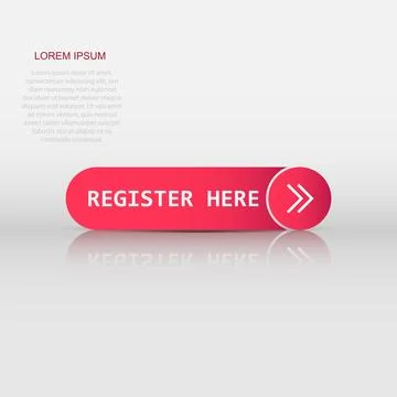 Register now icon in flat style. Registration vector illustration on isolat.. Stock Illustration