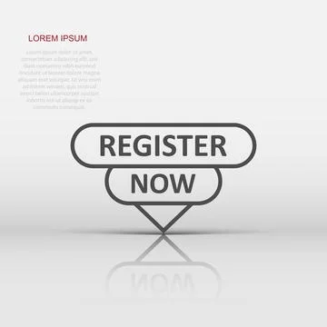 Register now icon in flat style. Registration vector illustration on isolat.. Stock Illustration