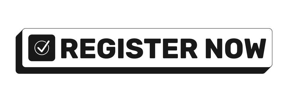 Register now rectangle UI web button Stock Illustration