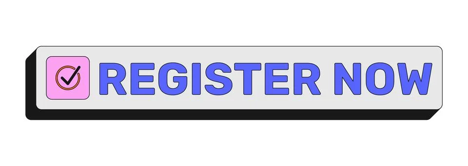 Register now rectangular UI web button 库存插图