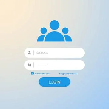 Register page design. Login form account user password identity ui web log Stock Illustration