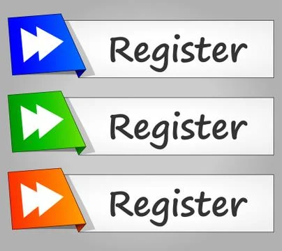 Register paper design web buttons 스톡 일러스트