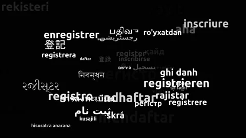 Register Translated in 53 Worldwide Languages Endless Looping 3d Zooming Word Stock Footage 145222951