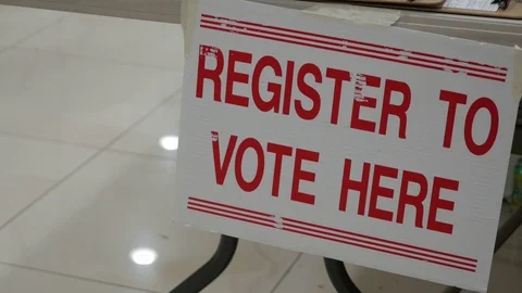 Register To Vote Sign - Voting Stock Footage 97485662