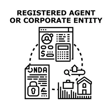 Registered agent or corporate entity managing business operations Stock Illustration