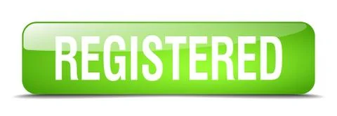 Registered green square 3d realistic isolated web button Stock Illustration