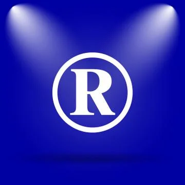 Registered mark icon. Flat icon on blue background.. Illustrazione stock