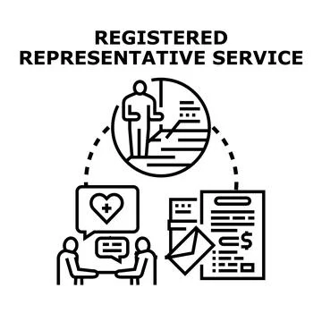Registered representative service providing professional consulting support Stockillustratie