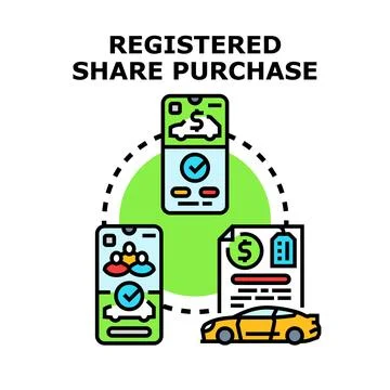 Registered share purchase mobile vehicle ownership application Stock Illustration