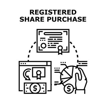 Registered share purchase transaction preparing investment documents Stock Illustration