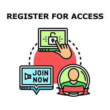 Registering for access to online content and services Stock Illustration