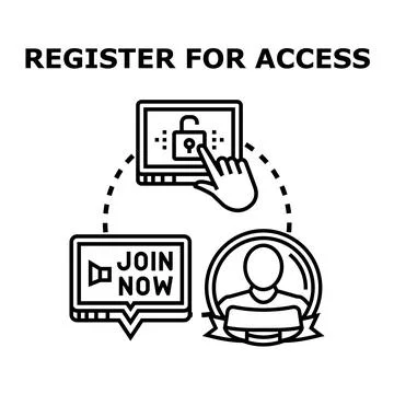 Registering for access to online content and services Stock Illustration