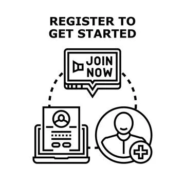 Registering to get started online account creation Stock Illustration