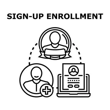 Registering online for account enrollment process Illustrazione stock