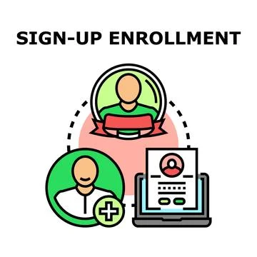 Registering online for account enrollment process Stock Illustration