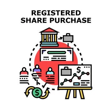 Registering share purchase process for investment and capital Stock Illustration