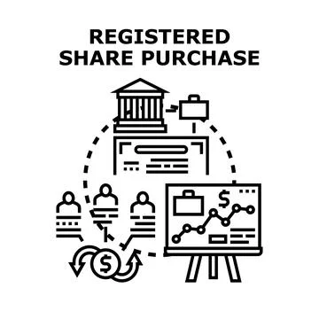 Registering share purchase process for investment and capital Stock Illustration