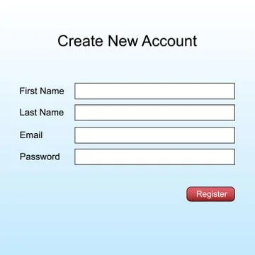 Registr form page blanc interface template for website Stock Illustration