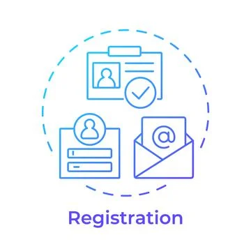 Registration blue gradient concept icon Illustrazione stock