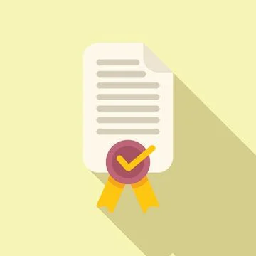 Registration certificate icon flat vector. New sign user Stock Illustration