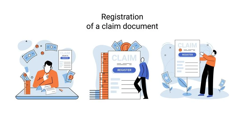 Registration of claim form register document, providing personal information イラスト素材