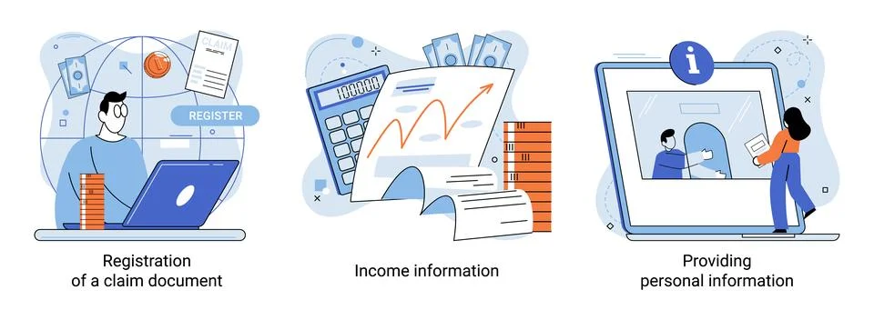 Registration of claim form register document, providing personal information イラスト素材