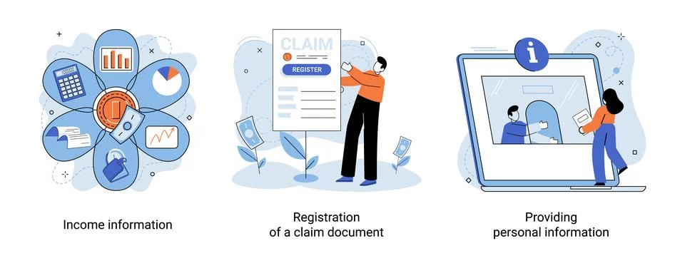 Registration of claim form register document, providing personal information Ilustración de archivo