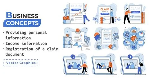 Registration of claim form register document, providing personal information Ilustración de archivo