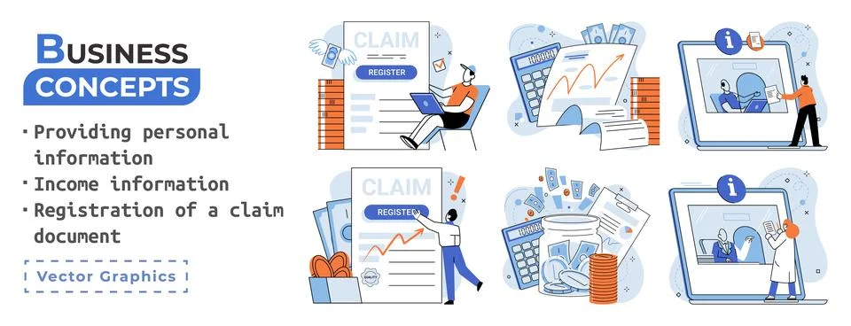 Registration of claim form register document, providing personal information Ilustración de archivo