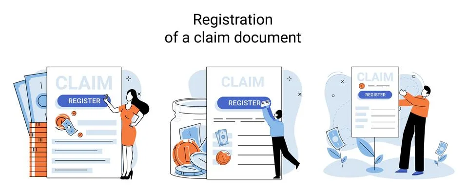 Registration of claim form register document, providing personal information イラスト素材