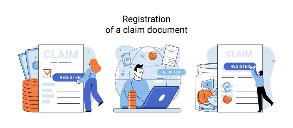 Registration of claim form register document, providing personal information イラスト素材
