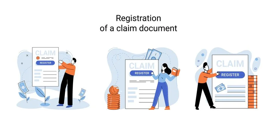 Registration of claim form register document, providing personal information イラスト素材