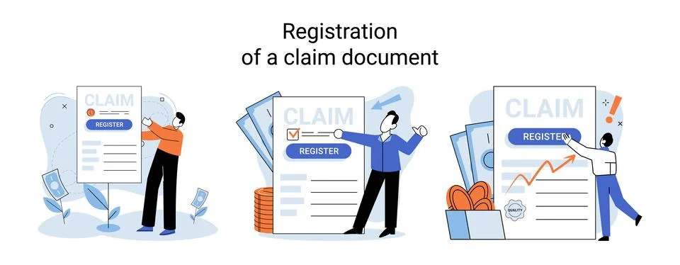 Registration of claim form register document, providing personal information イラスト素材