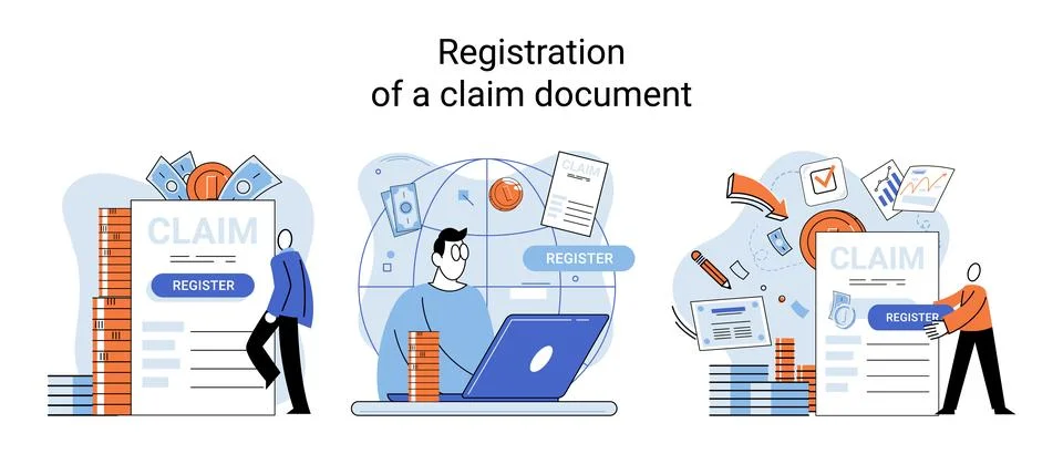 Registration of claim form register document, providing personal information イラスト素材